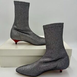 Gia Couture Silver Glitter‎ Ankle Boots Women's Eu 36 U.S. 6 Made In Italy